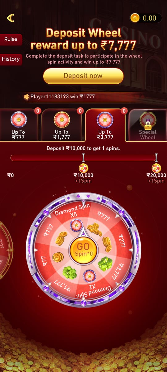 AU7.com deposit wheel reward game with spins and cash prizes
